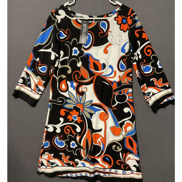 MT Collection Dress Womens Large Floral Print 3/4 Sleeve Retro Boho Casual - Picture 1 of 9